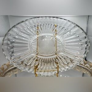 Vintage Clear Cut Glass Oval relish Serving Dish | 13” x 9”